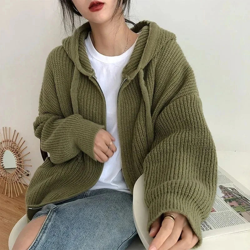 Knitted Oversized Zipper Sweater