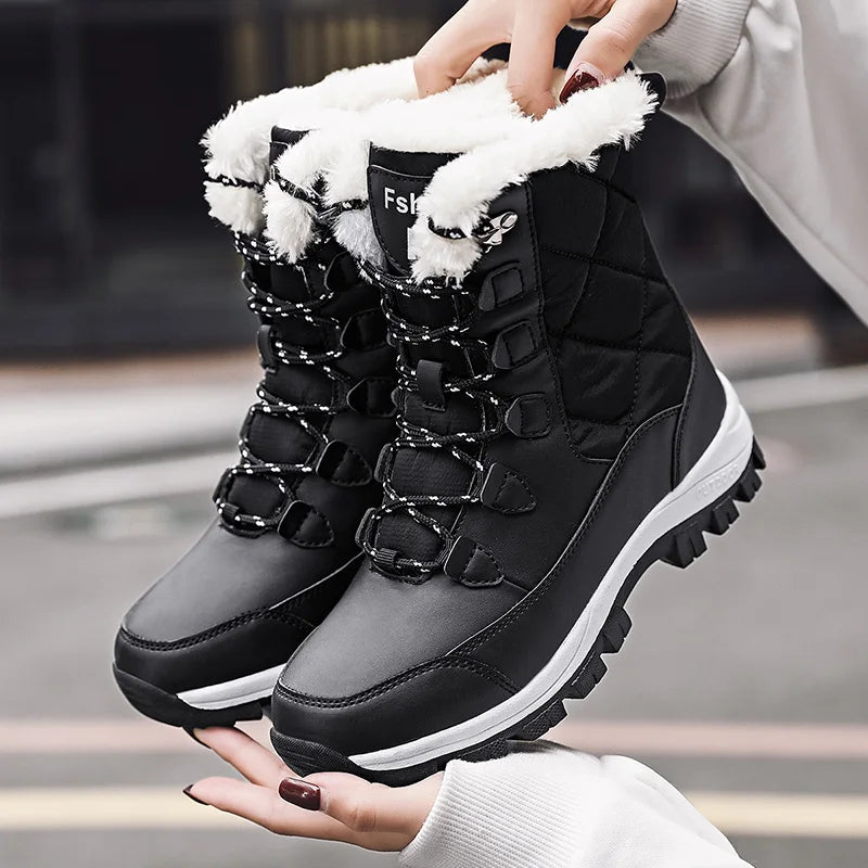 Bequeme Winterstiefel aus Baumwolle mit dicker Sohle