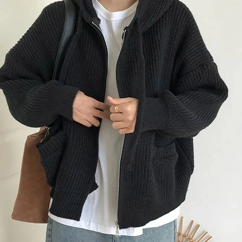 Knitted Oversized Zipper Sweater